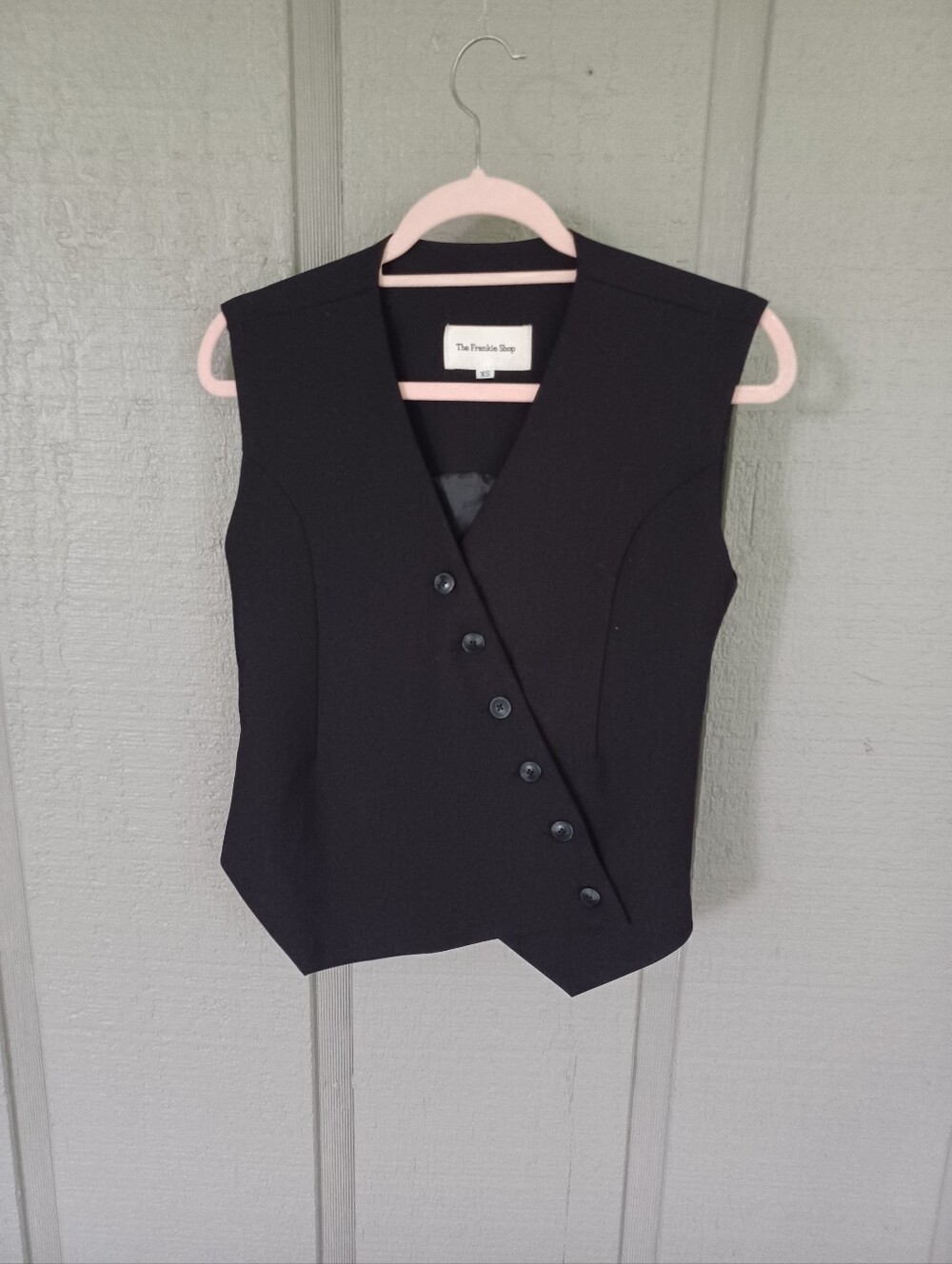 The Frankie Shop Asymmetric Vest Size XS Women Button In Black Quiet Luxury